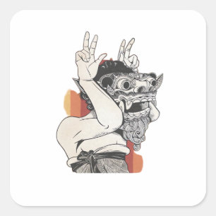 Barong Peekaboo Square Sticker