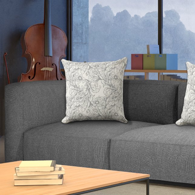 Baroque Acanthus Leaf Grey Cushion (Creator Uploaded)