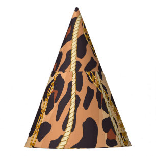 Baroque Animal Print, Chain Design Party Hat