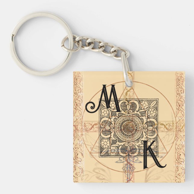 Baroque Antique Monogram Key Ring (Front)