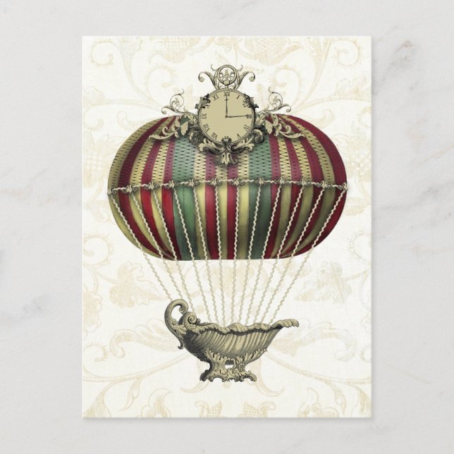 Baroque Balloon with Clock Postcard (Front)