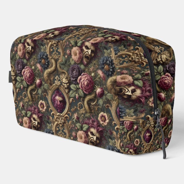 Baroque Battles & Blooms – Gothic Floral Design Dopp Kit (Right Corner)