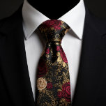 Baroque Black & Burgundy Roses Tie<br><div class="desc">This luxurious floral pattern brings together deep black elegance with richly detailed roses in burgundy and soft cream tones. Golden baroque leaves and scrolling accents create a dramatic, premium look that feels both artistic and timeless. The combination of dark background and radiant metallic-style detailing gives this design a bold, refined...</div>