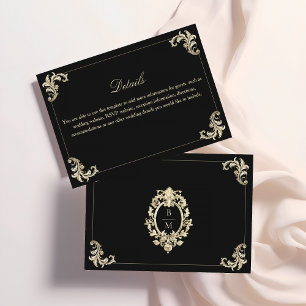 Baroque Black Gold Wedding Details Enclosure Card