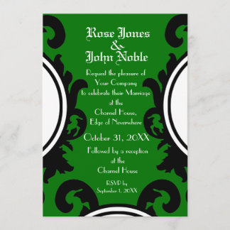Baroque Black (Green) Wedding Invitation