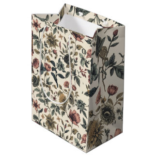 Baroque Botanica Wine Tote – Dark Vintage Floral Medium Gift Bag