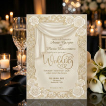 Baroque Cream Rose Faux Gold Foil Diamond Wedding