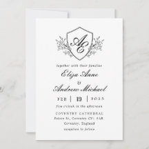 Baroque Crest Monogram Black and White Wedding