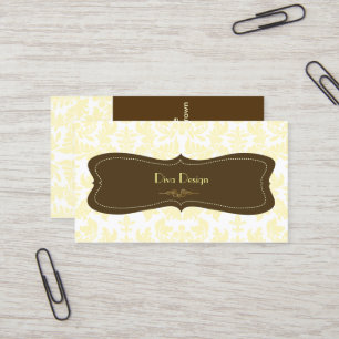 Baroque damask in cream/chocolate brown business card