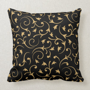 Baroque Design – Gold on Black Cushion