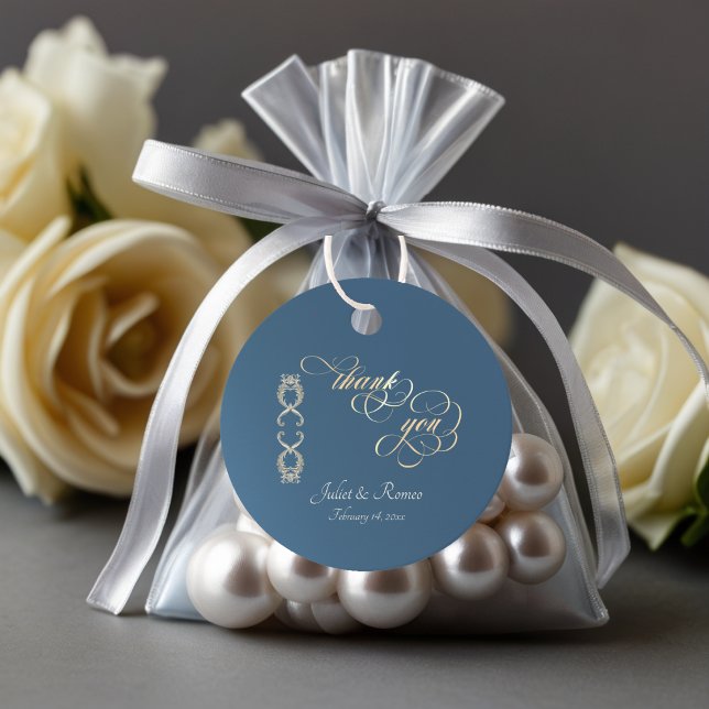 Baroque Design & Monogram - Blue Favour Tags (Creator Uploaded)