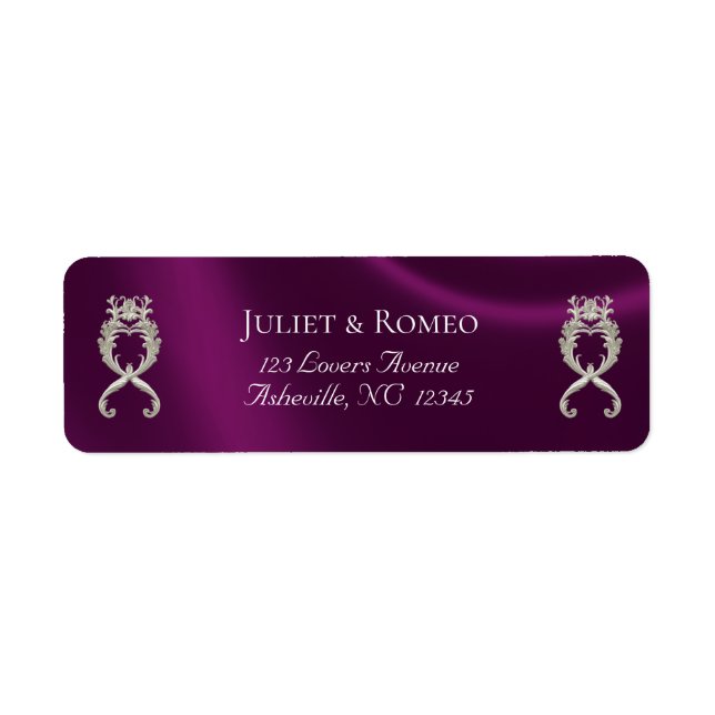 Baroque Design Return Address - Plum (Front)