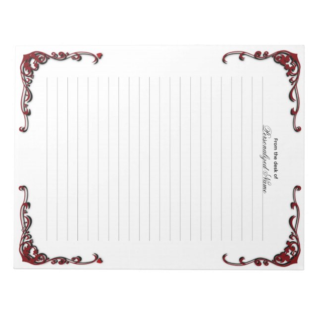 Baroque Elegance - Black Lined Notepad (Front)