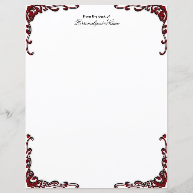Baroque Elegance - Black Unlined Paper Sheet (Front)