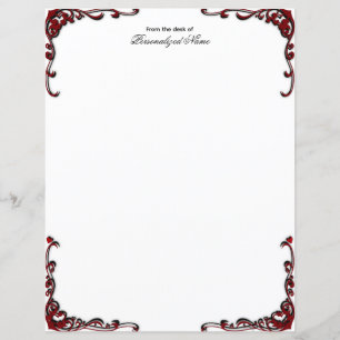 Baroque Elegance - Black Unlined Paper Sheet
