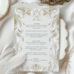Baroque Elegance Wedding Menu Card<br><div class="desc">Elevate your wedding dining experience with this exquisite Baroque Elegance Wedding Menu Card. Featuring an opulent design of intricately carved flourishes in rich shades of ivory and gold, this vertical menu card exudes sophistication and timeless luxury. The ornate details and elegant typography make this card a perfect choice for a...</div>