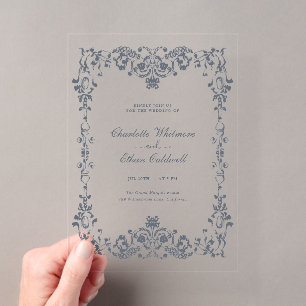 Baroque Elegant Frame Wedding Acrylic Invitation