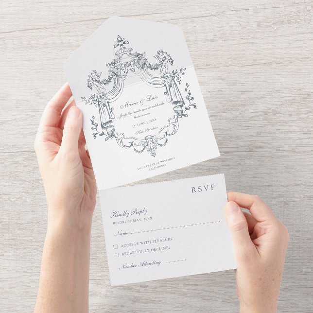 Baroque Elegant Ornament, Wedding  All In One Invitation (Creator Uploaded)