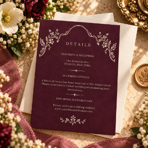 Baroque Elegant Plum Vintage Botanical Details Enclosure Card