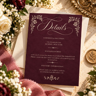 Baroque Elegant Plum Vintage Botanical Wedding Enclosure Card