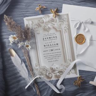 Baroque Embossed Vintage Elegant Modern Wedding Invitation