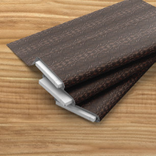 Baroque Faux Leather Brown Pattern Fabric