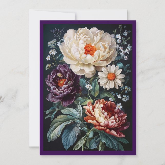 Baroque floral blank greeting card (Front)