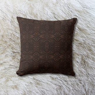 Baroque Floral Faux Leather Leathercraft Pattern Cushion