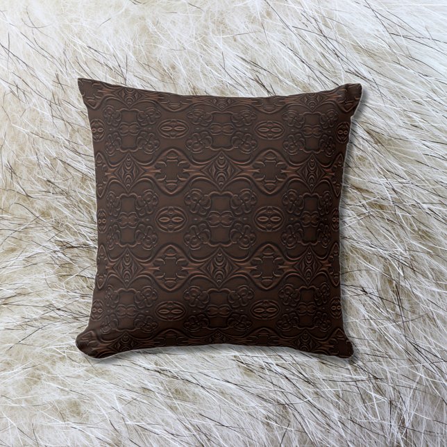 Baroque Floral Faux Leather Leathercraft Pattern Cushion (Creator Uploaded)