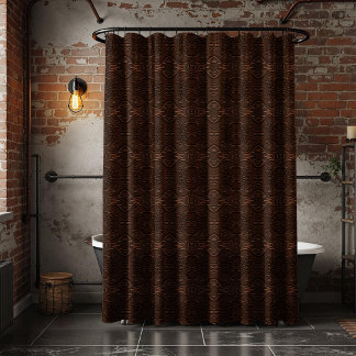 Baroque Floral Faux Leather Leathercraft Pattern Shower Curtain