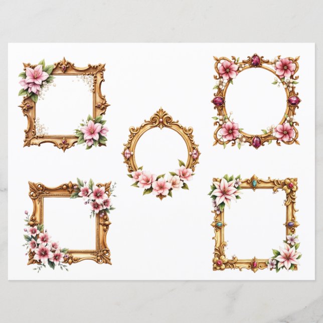 Baroque Floral Frame Scrapbook Paper Cutouts (Front)