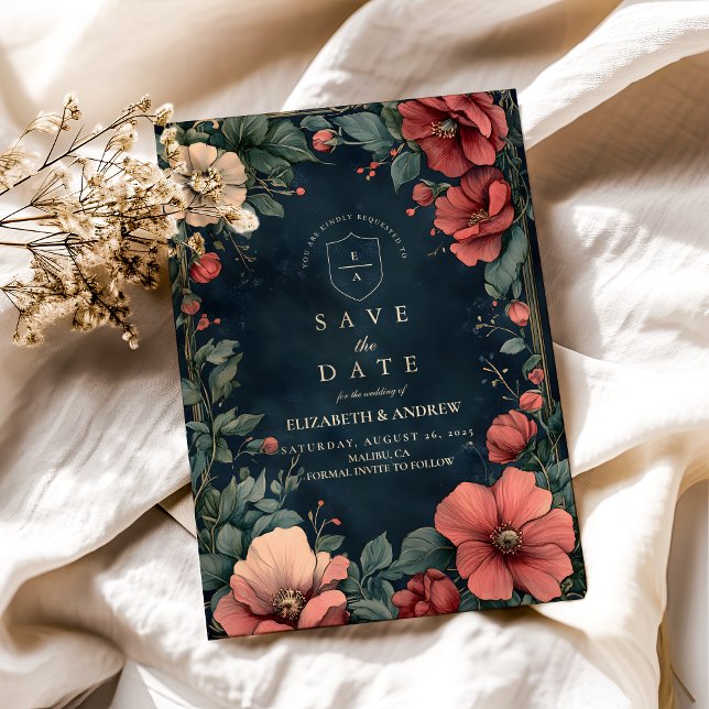 Baroque Floral Gothic Wedding Save The Date (Creator Uploaded)