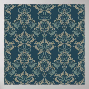Baroque floral pattern. classic floral ornament. v poster