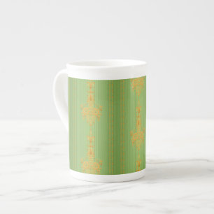 Baroque floral pattern with border bone china mug