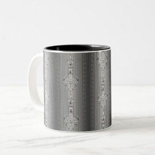 Baroque floral pattern with border grey coffee mug