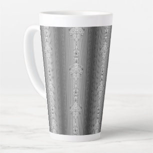 Baroque floral pattern with border grey latte mug