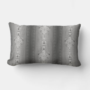 Baroque floral pattern with border grey lumbar cushion