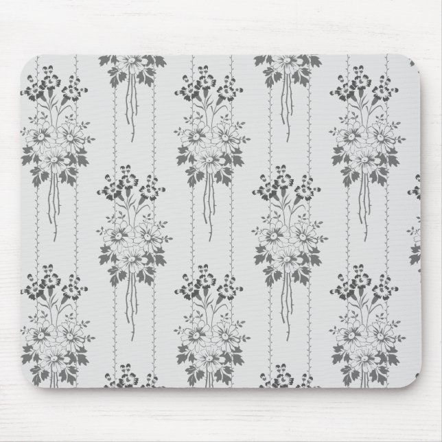 Baroque floral pattern with border grey mouse pad (Front)