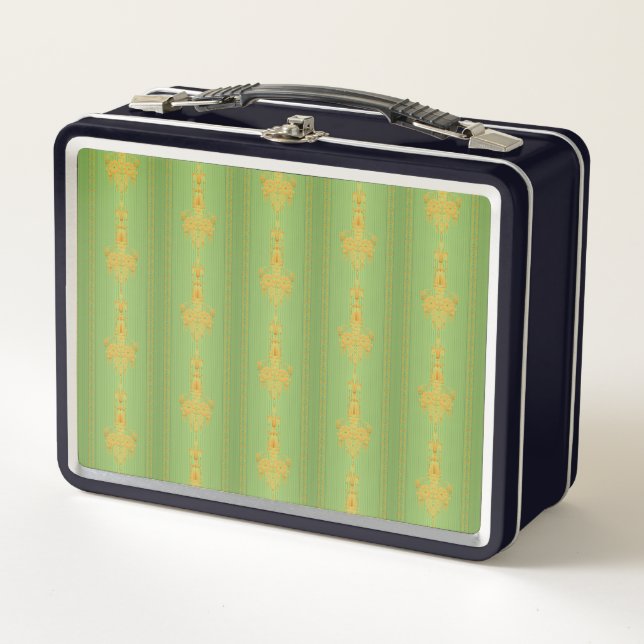 Baroque floral pattern with border metal lunch box (Front)
