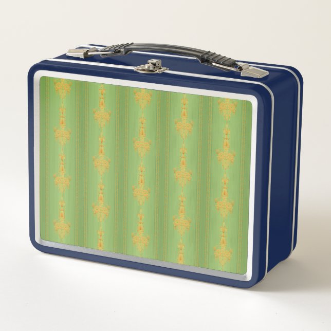 Baroque floral pattern with border metal lunch box (Front)