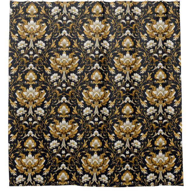 Baroque Floral Shower Curtain (Front)