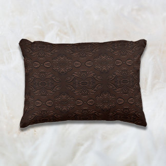 Baroque Floral Style Faux Leather Pattern Decorative Cushion