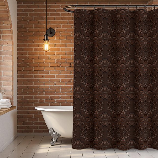 Baroque Floral Style Faux Leather Pattern Shower Curtain (Creator Uploaded)
