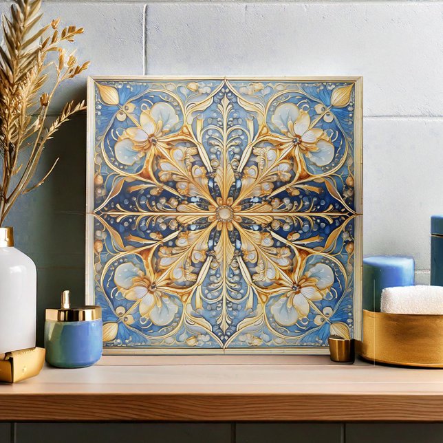 Baroque Floral Tile Pat#16 Blue Gold ID1078 (Creator Uploaded)