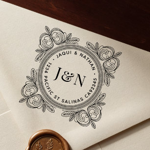 Baroque Foliage Corners Return Address Self-inking Stamp