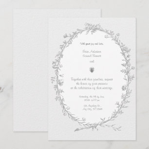 Baroque Frame Black White Wedding Invitation