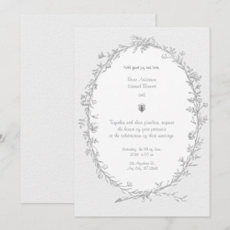 Baroque Frame Black White Wedding Invitation