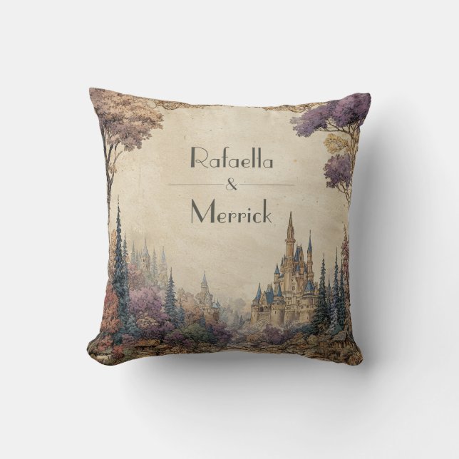 Baroque Frame Castle Village Romantic Forest Cushion (Front)