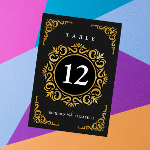 Baroque Frame Royal Black and Gold Ornamental Table Number