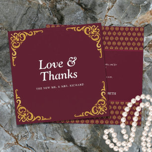 Baroque Frame Royal Burgundy Ornamental Thank You Card